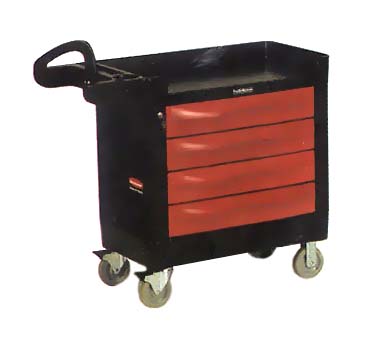 Rubbermaid Black Trademaster Cart With 4-Drawer & Cabinet