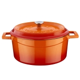 Arcata, Cast Iron Casserole Dish, Round, 4.75 qt, Orange