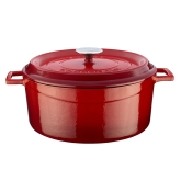 Arcata, Cast Iron Casserole Dish, Round, 7 qt, Red