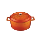 Arcata, Cast Iron Casserole Dish, Round, 3 qt, Orange