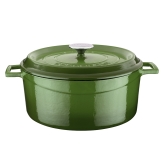 Arcata, Cast Iron Casserole Dish, Round, 7 qt, Green