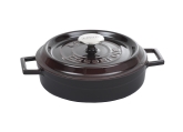 Arcata, Round Casserole Dish w/ Lid, 2.50 qt, 9 1/2" dia., 3" Deep, 12 5/8" dia. w/ Handles, Cast Iron, Aubergine