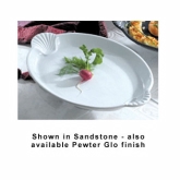 Bon Chef, Platter, 20" x 14" x 4 1/4", Pedestal, White, Aluminum w/Sandstone