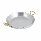 Bon Chef, Paella Dish, 2 qt, Aluminum w/Pewter-Glo, Brass Handles