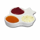 Bon Chef, 3-Compartment Sauce Dish, 2 oz, White, Aluminum w/Sandstone