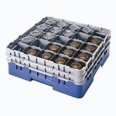 Cambro Camrack Glass Rack, w/ Extender, Full Size, 25 Compartments, 3 1/2" Max. dia., 3 5/8" Max. H, Blue
