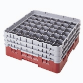 Cambro Camrack Glass Rack, w/ 4 Extenders, 49 Compartments, 2 7/16" Max. dia., 8 1/2" Max. H, Red