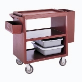 Cambro Service Cart, Open Design, Three Shelves, Polyethylene Exterior, 5" Casters, Dark Brown