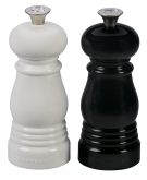 Le Creuset, Petite Salt and Pepper Mill Set, 5" x 2", Black and White