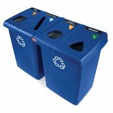 Rubbermaid, Glutton Recycling Station, 53" L x 23.5" W x 35.3" H, Holds Up to 92 gallons, Blue
