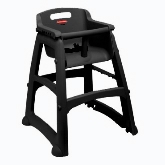 Rubbermaid Sturdy Chair Youth Seat w/ Wheels, Safety Harness w/ Release Mechanism, Black