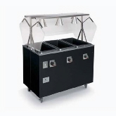 Vollrath, Affordable Portable 3-Well Hot Food Station Deluxe w/Lights, Black, 46" x 24" x 57", Solid Base