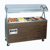 Vollrath, Portable 4 Well Hot Food Station, w/Lights, Cherry Wood, 60" x 24" x 57", Open Storage, 24.3