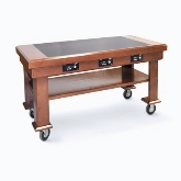 Vollrath Induction Table, 60" W x 30" D x 36" H, Solid Maple Table w/Ceramic Counter, Medium Oak Color